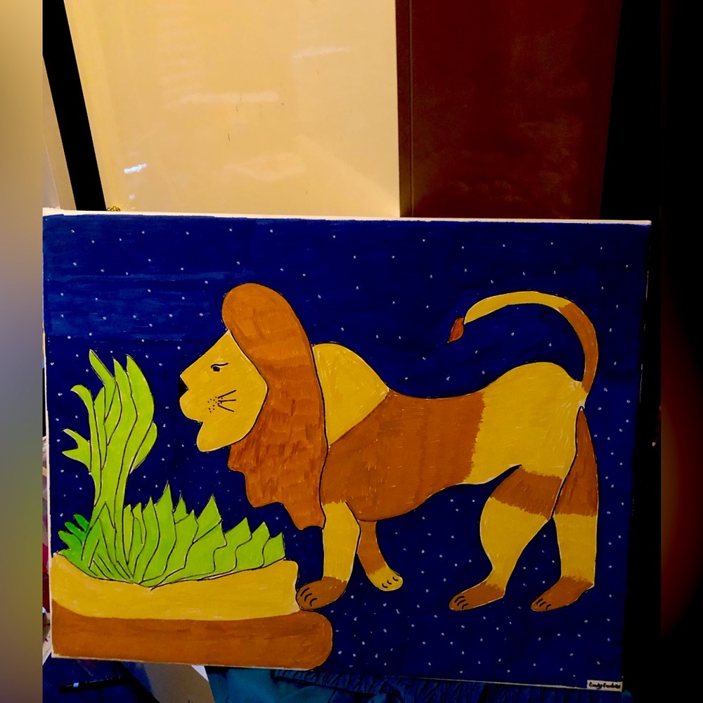 Lion  Art picture 16 x 20 canvas board Cindy F.